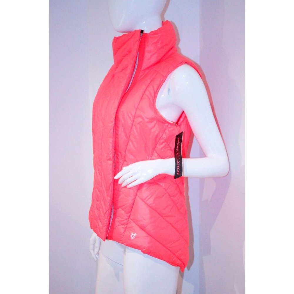 BETSEY JOHNSON PERFORMANCE BRIGHT ORANGE QUILTED VEST PUFFER SPORT RUN EEX1V10 M